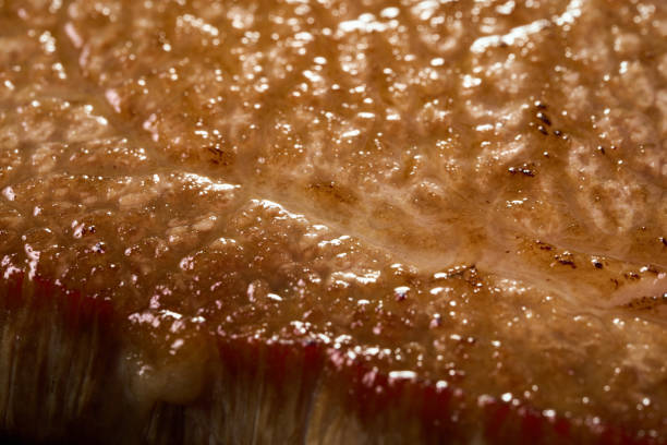 Grilled beef photographed with a close-up lens