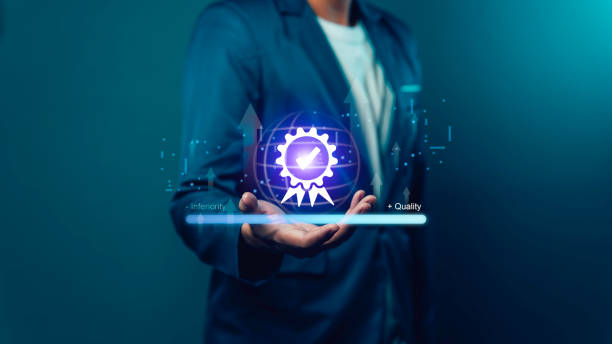 istock developing human quality and certifying international product standards. Hands show the symbol of excellent service, quality assurance, guarantee, standards, ISO certification and standardization. 2179755895