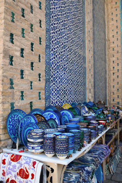 istock Ceramic plates with the traditional pattern of Uzbekistan. Khiva 2179759460