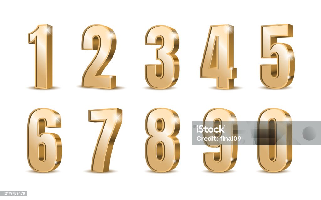 Gold Numbers Clips Gold 3d Numbers Stock Illustration - Download Image Now - Number ...