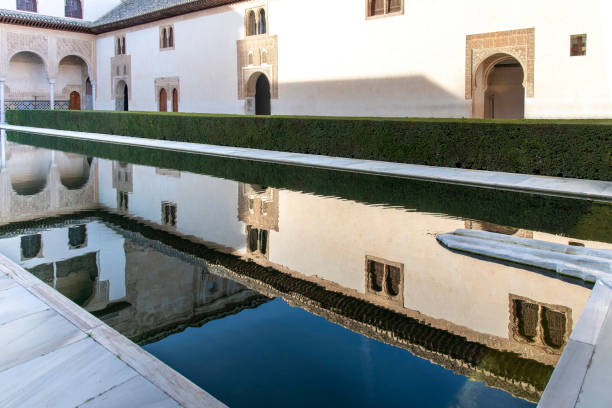 Wide angle view of The Tower of the Ladies, The Partal, Alhambra, Granada, Spain