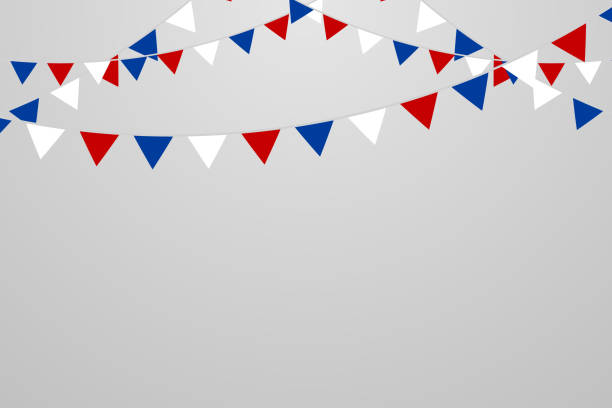 istock Blank Red And Blue Party Flag Isolated On White Background. Celebration Event. Birthday. American, Chile, Russia, France, United Kingdom Flags Color Concept. Vector Illustration 2179765418