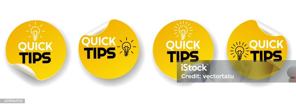 Quick Action Sticker Quick Tips Sticker Set Stock Illustration - Download Image Now - Advice ...