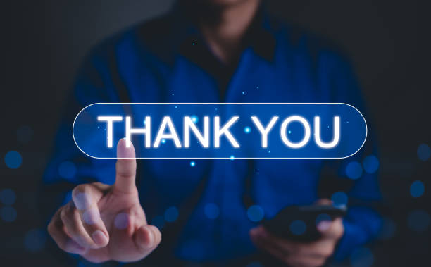 istock Thank You message, A person interacts with glowing 