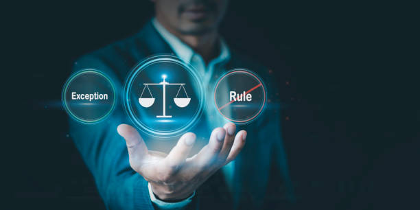 istock Rule and exception, Justice and laws concept, special case, AI law, Ethics technology artificial intelligence property protection of copyright laws, legal advice business, compliance and regulations 2179769652