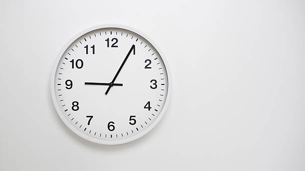 istock Clean White Clock at 09.05 or 21.05 on Minimalist White Background - Ideal for Time Concepts and Modern Design 2179770455