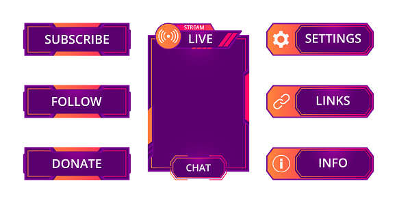 Straming Menu Screen Game Streaming Screen Elements Gamers Stream Interface Buttons And ...