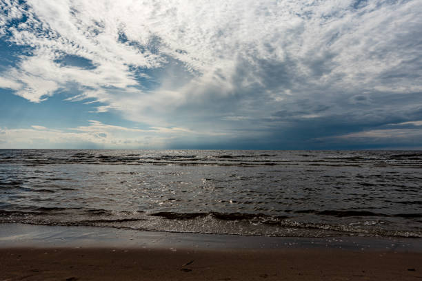 beautiful seascape, dramatic sky, Baltic Sea coast, autumn