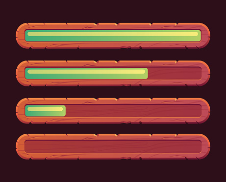 Ddo Loadui Game Ui Interface Menu Wooden Load Slider Isolated Set Vector Flat ...