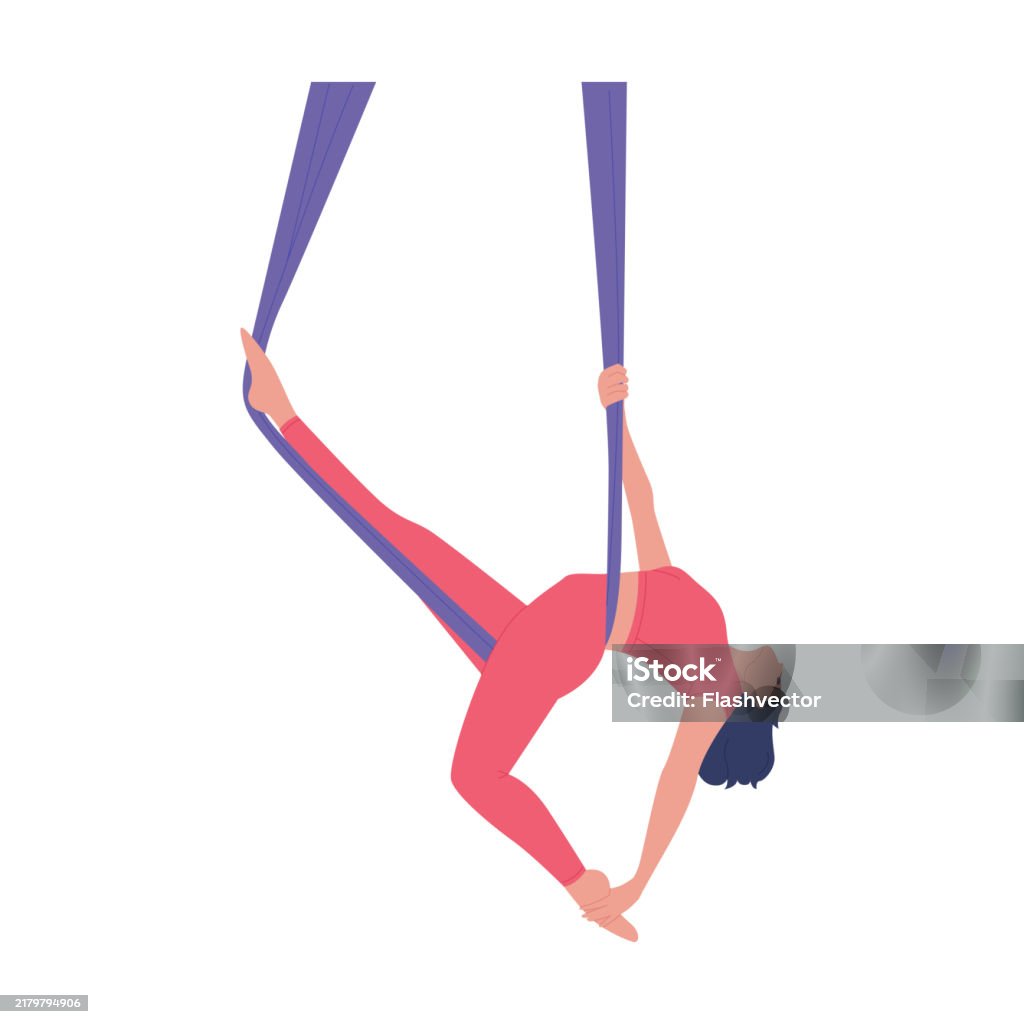 Beatiful Acrobat An Acrobat Skillfully Performing Stunning Aerial Silks In A Beautiful ...