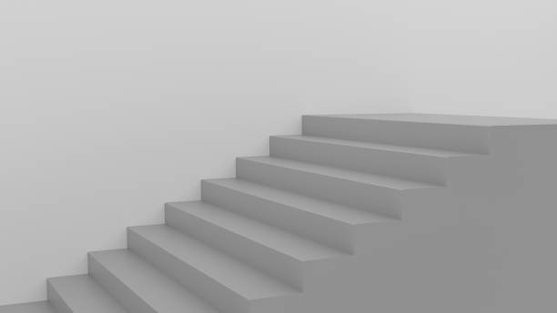 istock Minimalist staircase on white background, representing the concept of progress and success 2179797876
