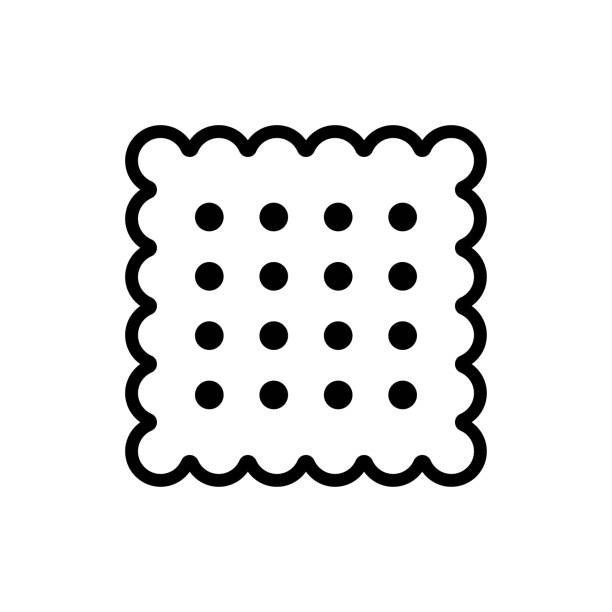 ilustrações, clipart, desenhos animados e ícones de um desenho de linha simples de um cracker - saltine crackers