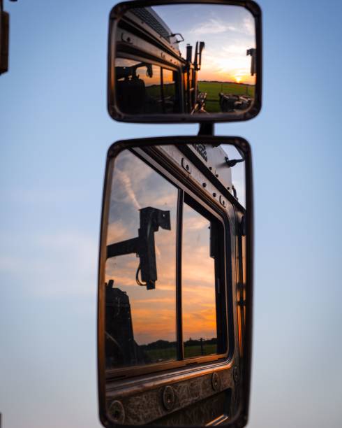 istock Sunset reflection in truck mirrors 2179820367