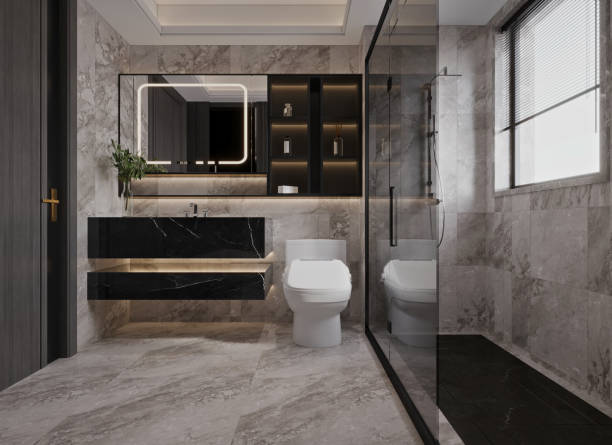 istock 3d render of luxury bathroom 2179821108