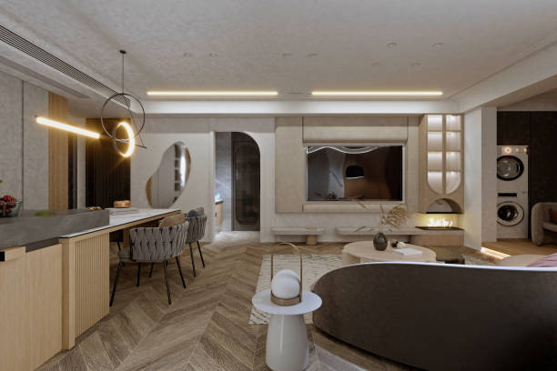 istock 3d render of living room and dining space 2179822676