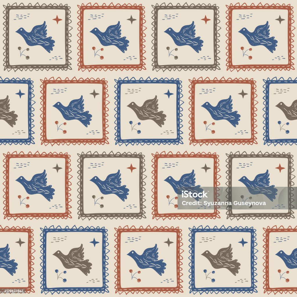 Repeated Pattern Bird Design Birds Frames Seamless Pattern Flying Pigeon Repeat Background Surface ...