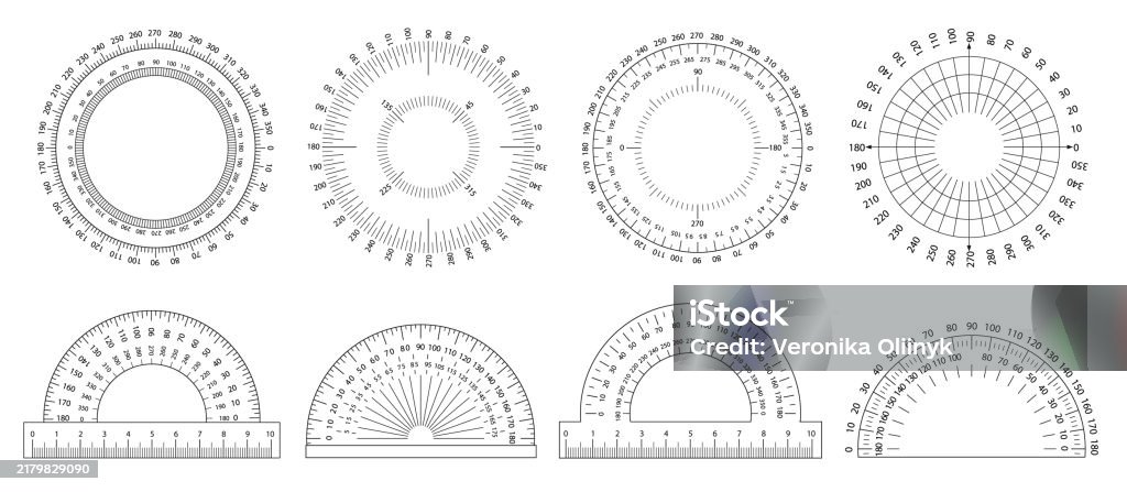 Protractor Ruler Angle Measurement Tool Circular Scale And Semicircular ...