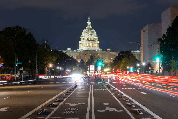 istock US Capitol viewed down Pennsylvania avenue at night 2179832972