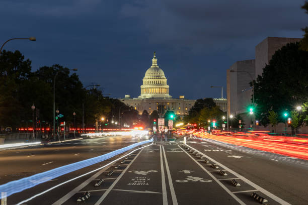 istock US Capitol viewed down Pennsylvania avenue at night 2179832973
