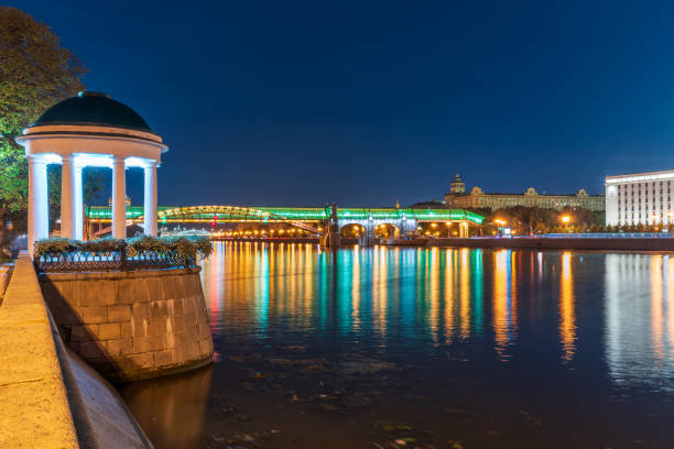 istock Pushkinskiy bridge with night illumination. Bridge to Gorky Park. 2179836417