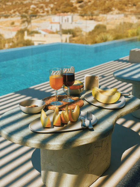 Excellent lunch by the pool with a beautiful view