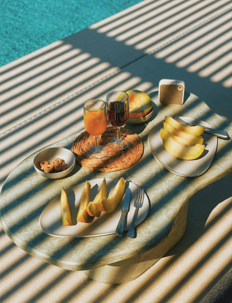 istock Excellent lunch by the pool with a beautiful view 2179841441