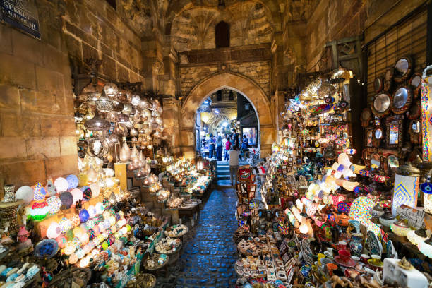 istock Streets Illuminated by Lanterns and Overflowing with Traditional Egyptian Goods.at Khan El-Khalili Bazaar at Night. 2179850106