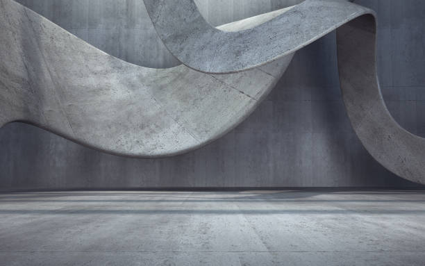 3d Render New Generation Abstract Empty Building Structure Made of Gray Concrete, Can be used for concepts such as industrial, architecture, stage, product promotion podium