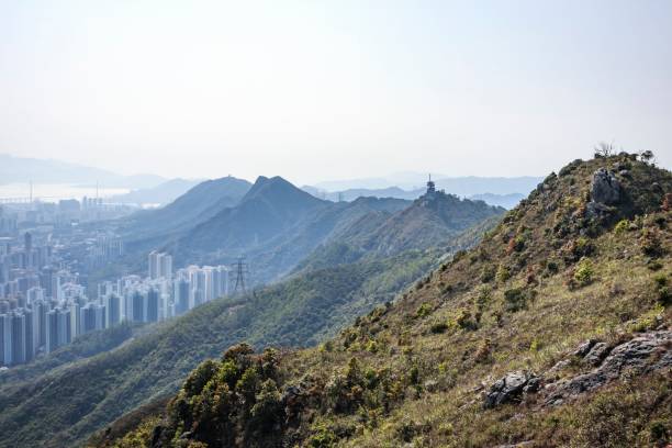 istock Scenic Mountain Landscape with Communication Tower and Lush Greenery 2179871003