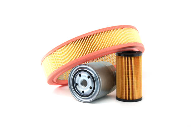 Car engine filters assortment showcasing a variety of filters including air filter, oil filter, and fuel filter isolated on white background for automotive maintenance and performance needs