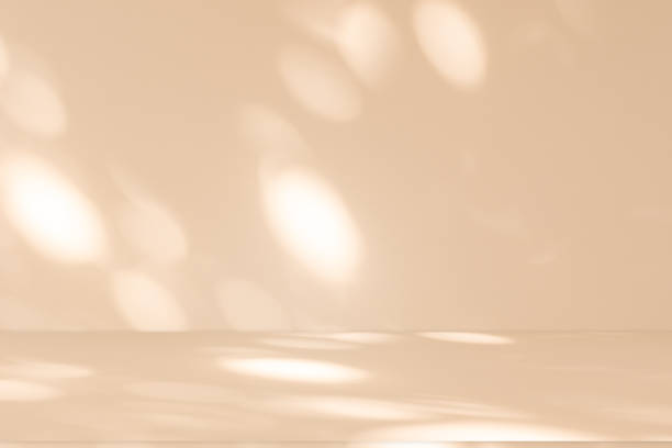 istock Studio style background wall decoration presentation uses white and beige tones. with shadows cast from a nearby window, concept creating a decorative 2179894910
