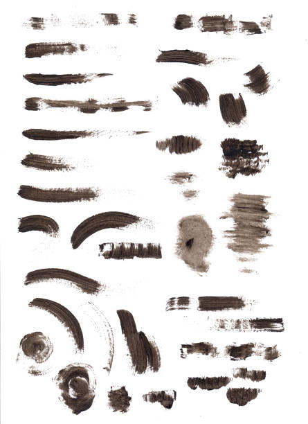 different strokes oil dry brush on white background