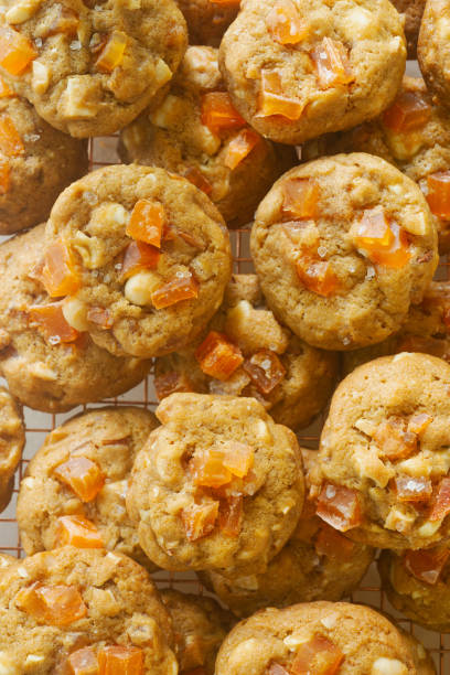 istock homemade beal fruit white chocolate soft cookies cooling on rack. 2179900459