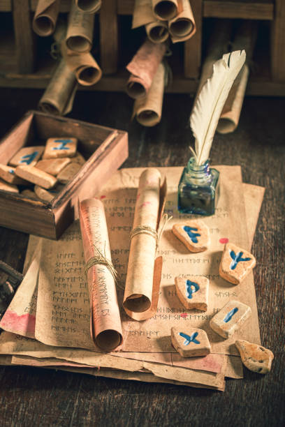 istock Diviner based on futhark alphabet and rune stones 2179900613