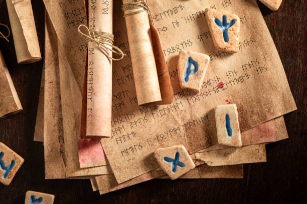 istock Diviner from rune stones based on futhark alphabet 2179900645