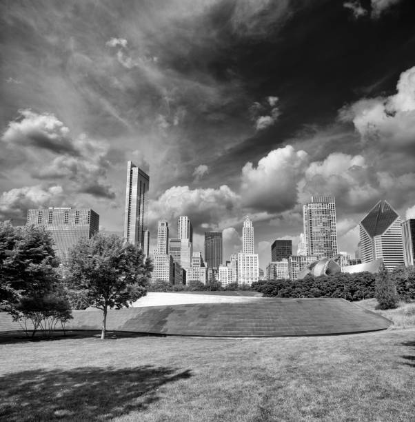 istock Downtown Chicago skyline from Grant Park trail on a perfect summer sunset 2179901110
