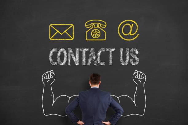 Social Media Contact Us on Chalkboard Background.