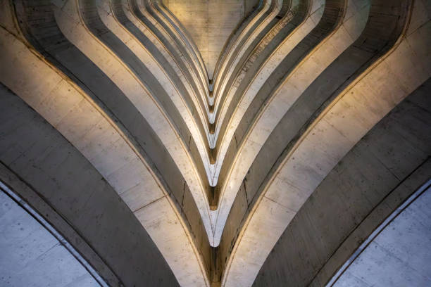 istock Abstract pattern - A look-up of exit double drive way of a car parking house 2179909437