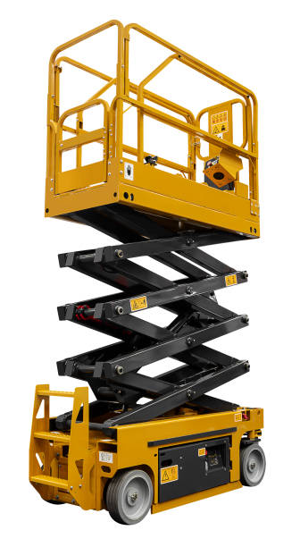 istock Yellow hydraulic scissor lift isolated on white background with clipping path 2179910233