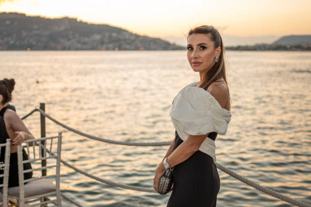 Woman relaxing at sunset time