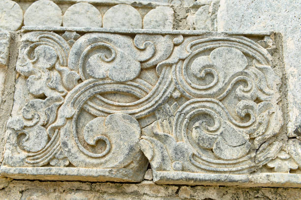 istock Vintage ornament on the stone. Close-up seamless texture. Stone texture. Embossed pattern. 2179921244