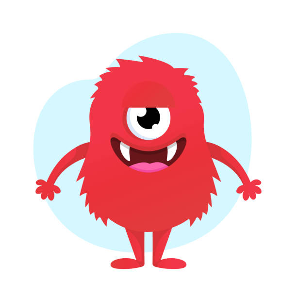 istock Cute cartoon fluffy monster. Funny red creature in childish style isolated on white background. Vector illustration 2179924552