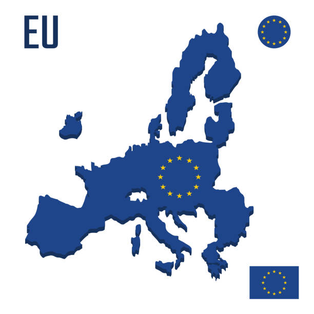 istock 3D European Union map with flag, Three dimensional map of EU with shadow 2179924786