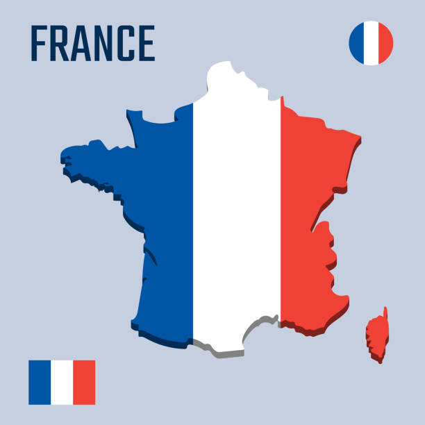 istock 3D France map with flag, Three dimensional map of France with shadow 2179924793