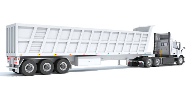 istock Semi Truck with Tipper Trailer 3D rendering on white background 2179926965