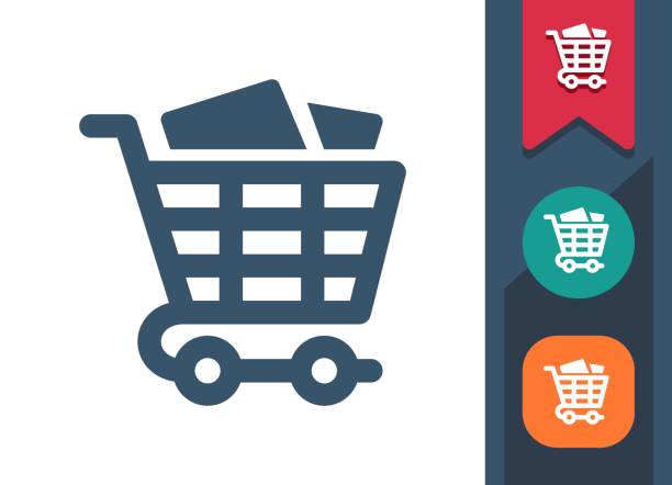 ilustraciones, imágenes clip art, dibujos animados e iconos de stock de carrito de compras, compras en línea, icono de comercio electrónico - carrito de la compra