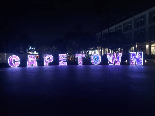 istock Illuminated Cape Town Sign At Night in Urban Setting 2179933372