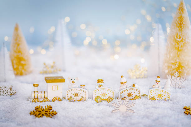 istock Christmas background with toy train 2179939696