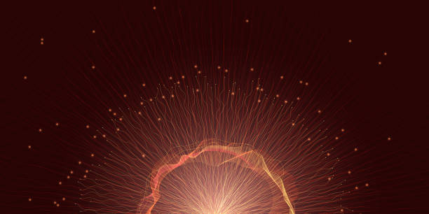 Abstract burst of energy with glowing particles radiating in a vivid red and orange gradient. Ideal for technology, sci-fi, or space-themed projects, this dynamic image conveys high energy and intensity explosión abstracta de energía con partículas brillantes que irradian en un degradado rojo y naranja intenso. ideal para proyectos de tecnología, ciencia ficción o temas espaciales, esta imagen dinámica transmite alta energía e intensidad