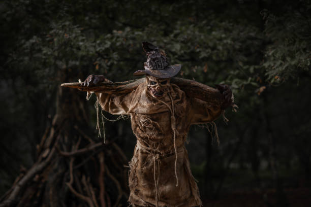 istock Halloween Scarecrow in a forest 2179942419